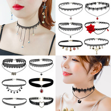 新品外贸蕾丝项链女多款可选简约锁骨链女个性颈带时尚吊坠配饰品