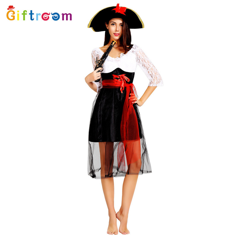 Halloween sexy adult women's net skirt pirate costume game uniform temptation DS performance costume performance stage costume
