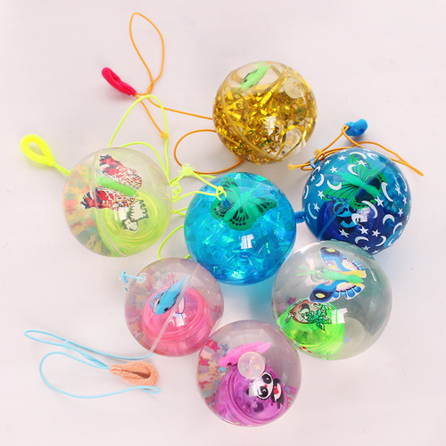 Glitter crystal ball, luminous bouncy ball, colorful jumping ball, water polo, flashing night market toys, street stall supply wholesale