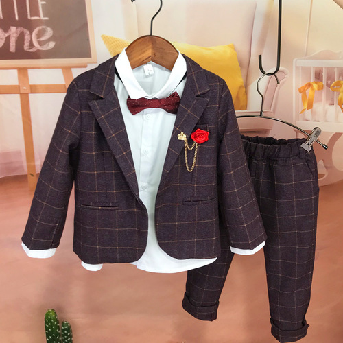 Factory wholesale: Kids' boys' suits, Korean-style blazers, flower boy formal wear, children's fashion show outfits, trendy kids' clothing sets