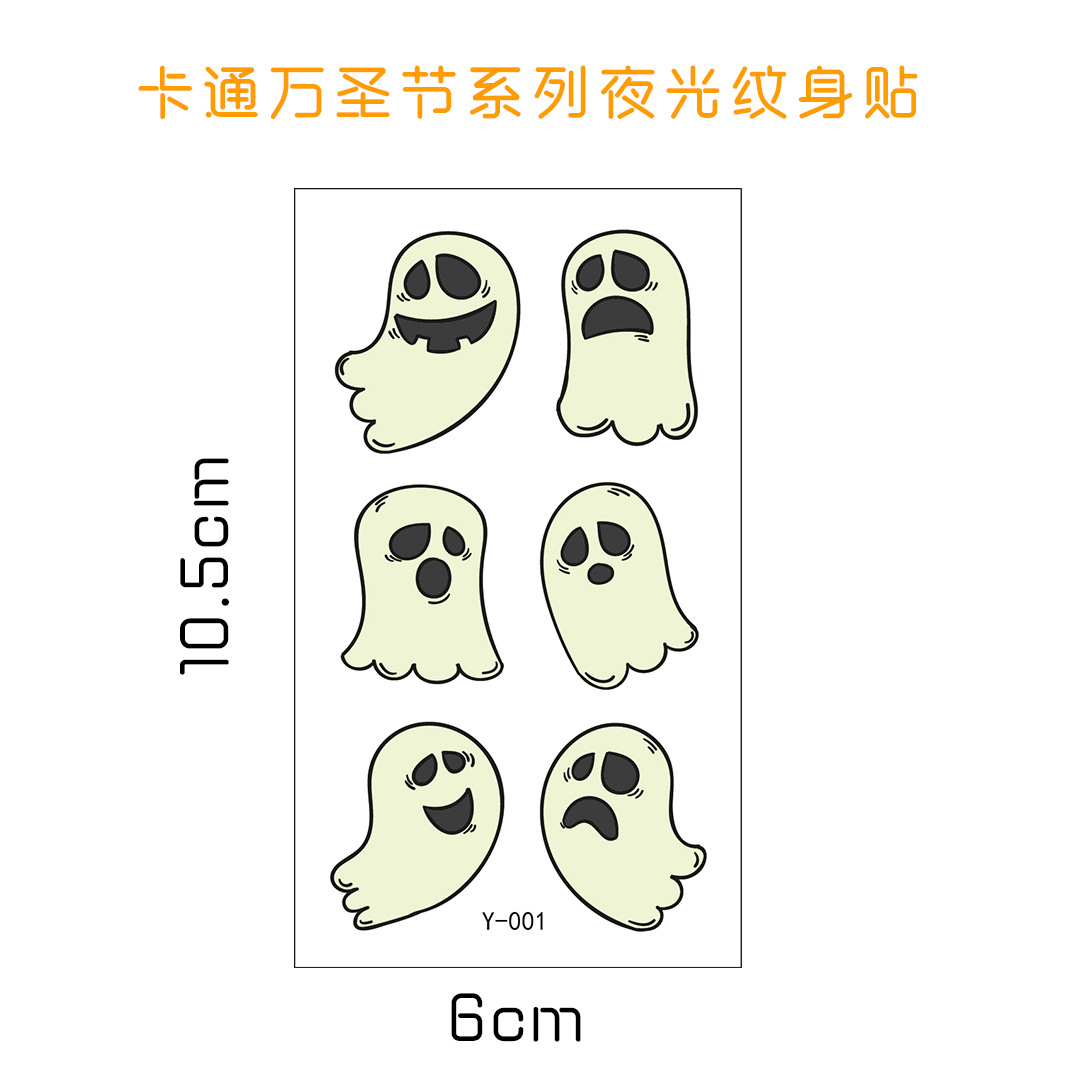 Tatuajes Temporales Luminosos Infantiles de Papel de Transferencia de Agua para Halloween y Fiestas