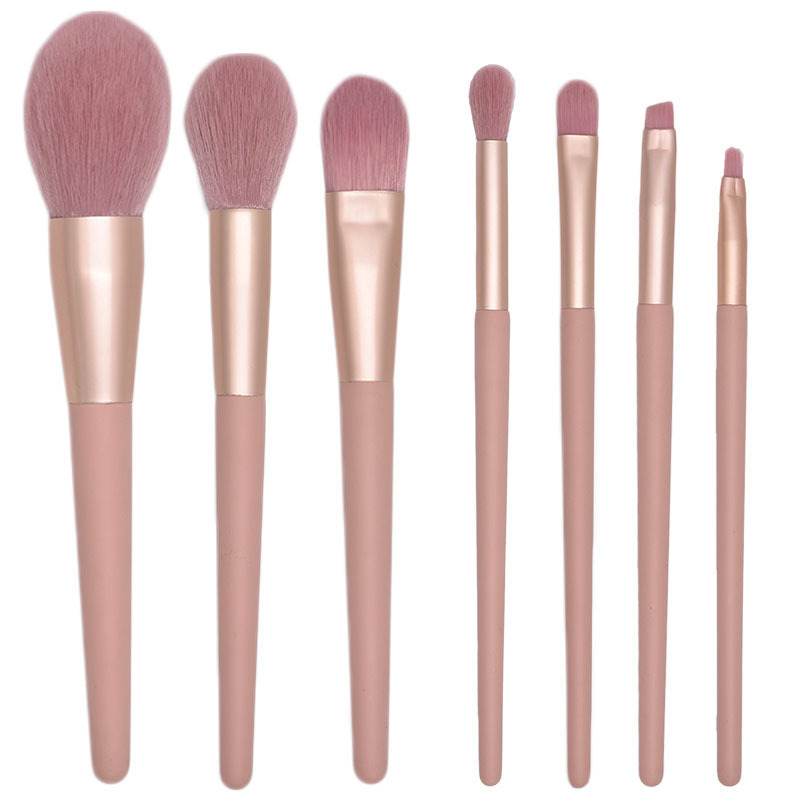 7 Unids 12 Unids nude Pink maquillaje cepillo conjunto suave principiante cepillo suelto rubor cepillo de sombra de ojos herramientas de belleza