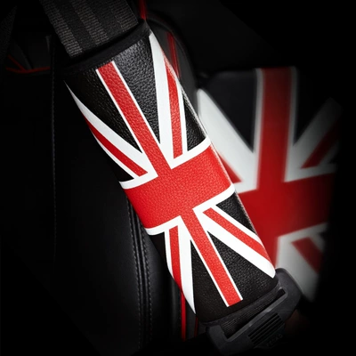 Cross-border Car Protective Cover Rice Flag Safety Belt Cover Korean-style Long Men's and Women's Soft Car Shoulder Cover (Seat belt shoulder pad) - leather-red-and-black-rice-flag-thin-shoulder-pad-set-1