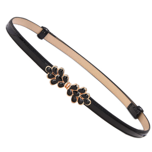 New ladies' wholesale decorative belt with water pearls, Korean-style sweet butterfly buckle match leather belt for women