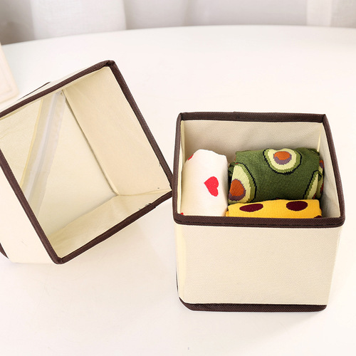 Covered underwear grid fabric desk bra and underwear socks storage box drawer style organization storage box set of six