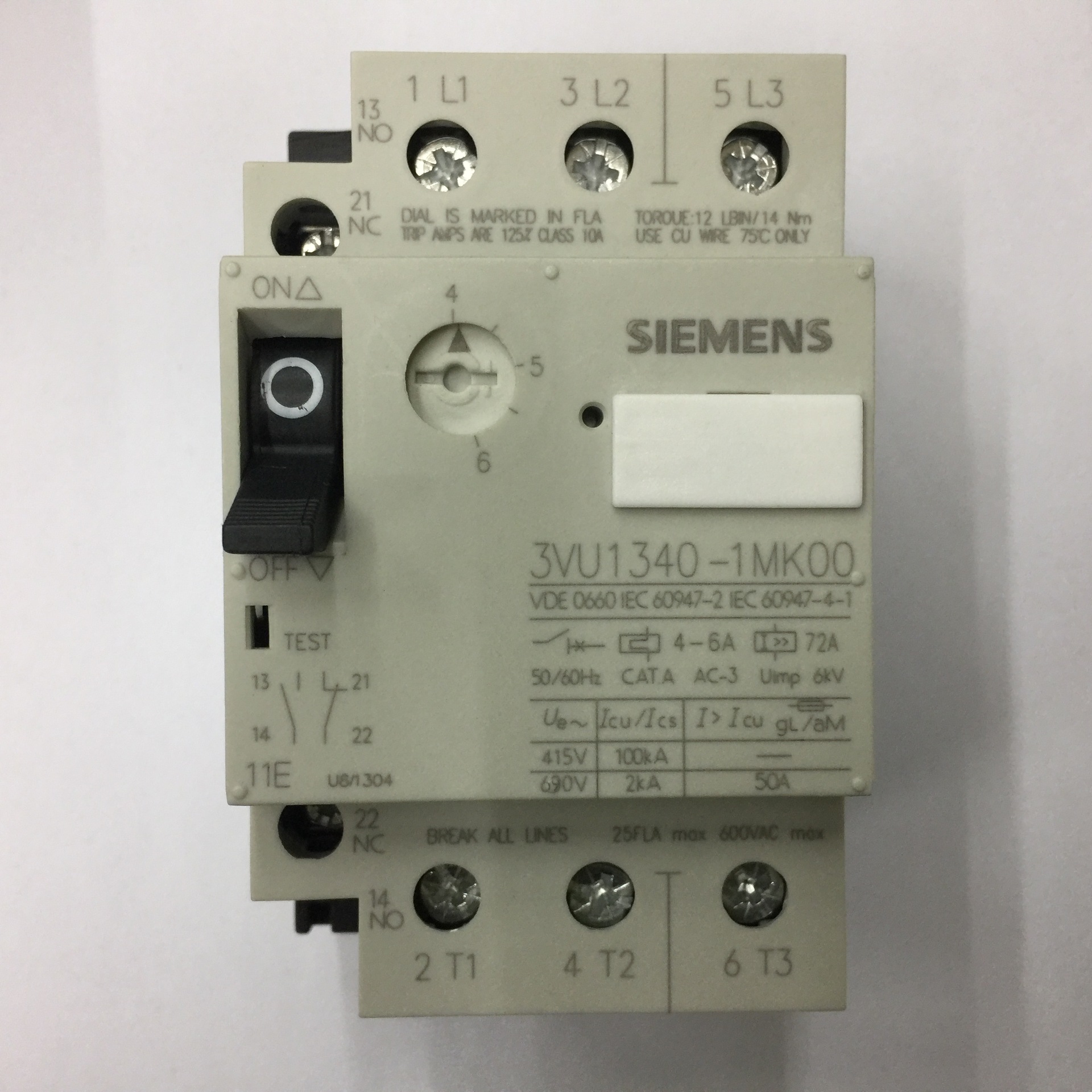 原装正品3VU1340-1MK00 4-6A西门子电动机保护用空气开关断路器