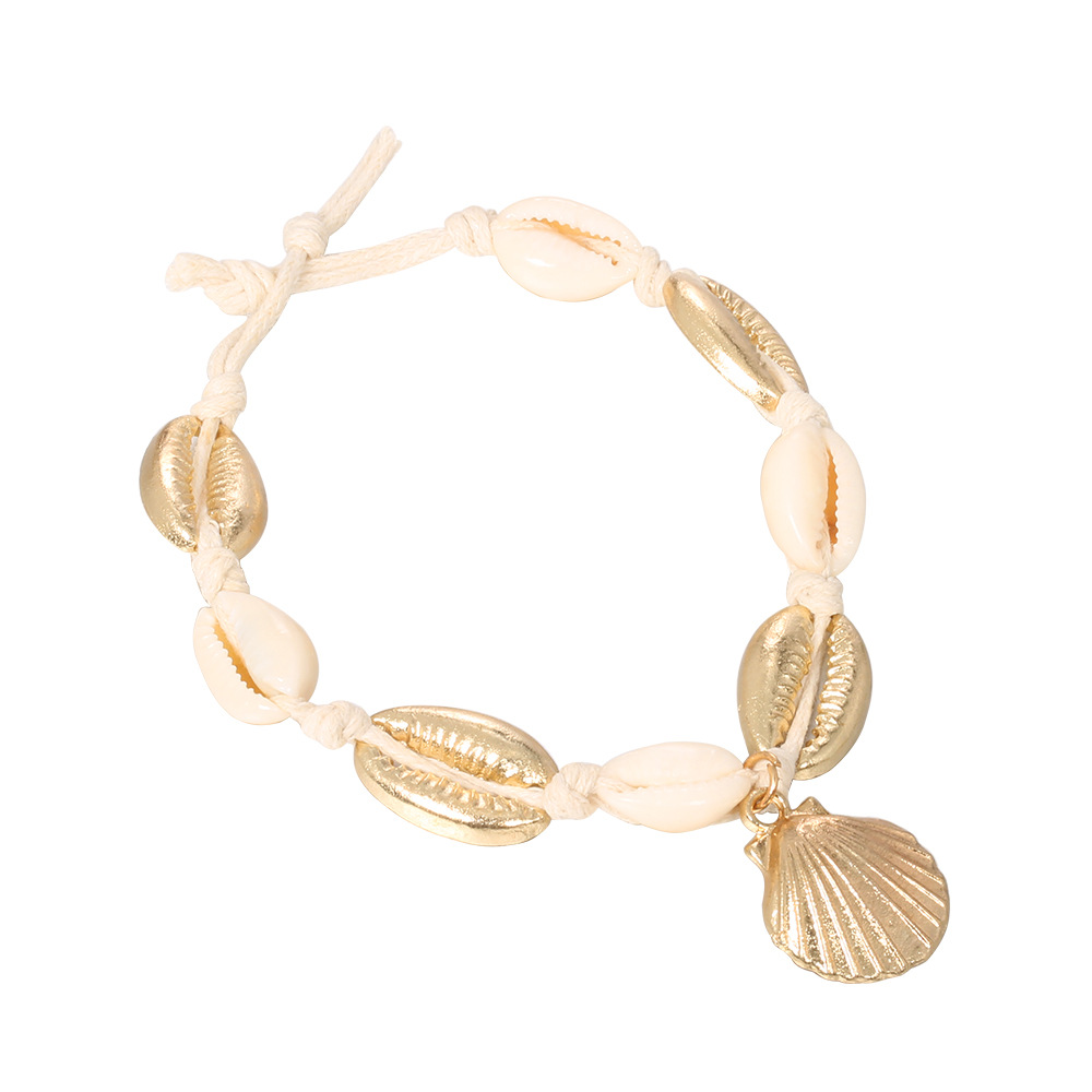 Ornamente de picior pentru femei, glezne împletite din aliaj de coajă de aliaj, drăguțe și populare, de plajă, japoneze și coreene, drăguțe, populare, la modă, ornamente noi pentru picioare_voghion.com