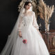 Daifa Wedding Dress 2024 New Style off-shoulder Mid-sleeve Korean Bride Wedding Dress plus size Pregnant Women's Slimming Wedding Dress