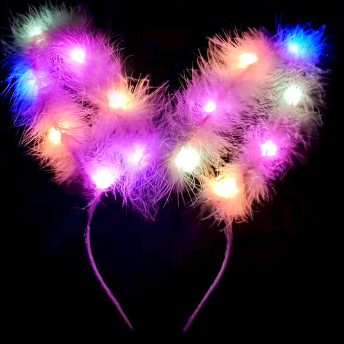Night market children's luminous toys glitter headdress garland cat ears rabbit ears headband floor push scan code small gifts