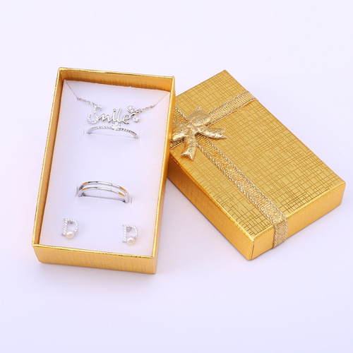 Gold and Silver Glitter Paper 5*8 Ring Earrings Necklace Jewelry Heaven and Earth Paper Box Manufacturer Wholesale Jewelry Packaging