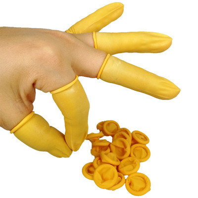 现货批无粉无尘乳一次性胶指套500克米黄色橡胶防静电手指套