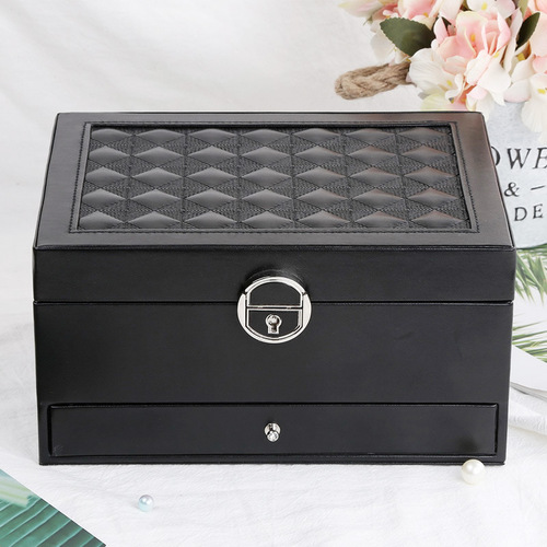 Cross-border Drawer Jewelry Box Large Multi-Drawer Accessory Box Portable Leather PU Jewelry Storage Box Amazon