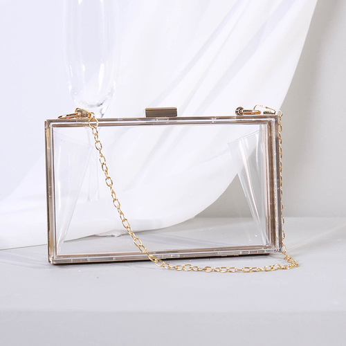 Cross-border factory direct sales transparent acrylic bag chain crossbody box bag small square bag women's evening bag clutch bag