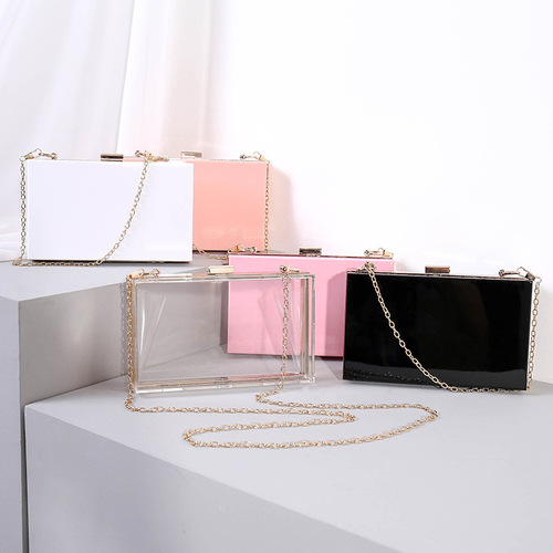 Cross-border factory direct sales transparent acrylic bag chain crossbody box bag small square bag women's evening bag clutch bag