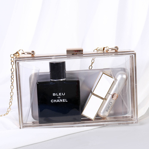 Cross-border factory direct sales transparent acrylic bag chain crossbody box bag small square bag women's evening bag clutch bag