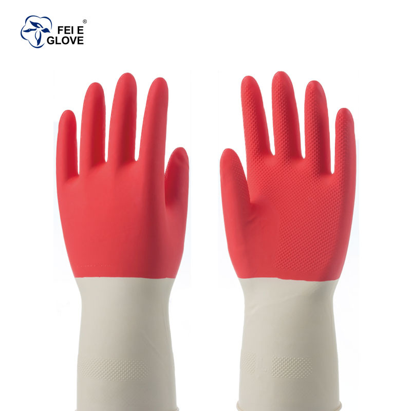 Látex para lavar platos de goma guantes de cuero para las mujeres del hogar mano-pegado espesado de plástico limpieza del hogar cocina durable lavandería impermeable