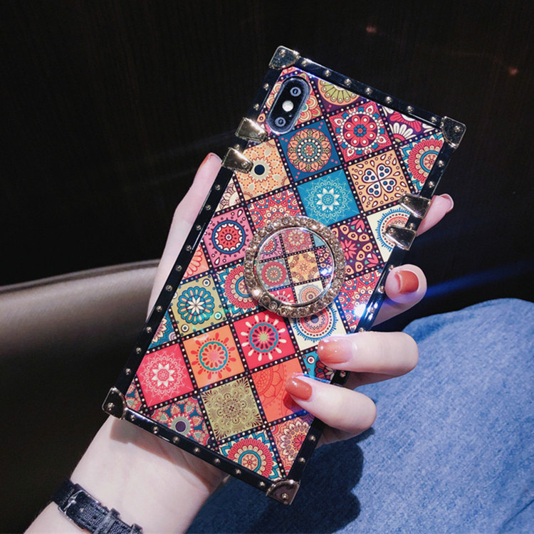 Suitable for iPhone 15 Pro phone case, ethnic style sub blue light ring holder, new S24 protective case_voghion.com