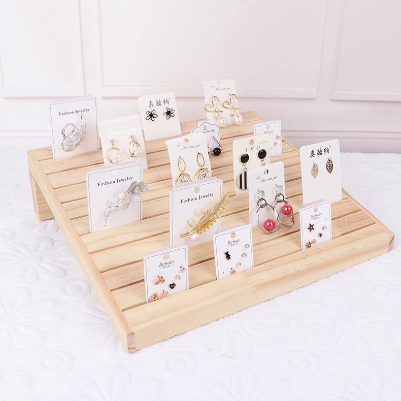 Log ring rack solid wood ring display tray jewelry rack jewelry display wooden business card card display rack