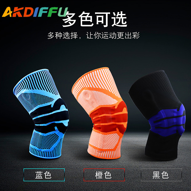 Escamas de pescado doble almohadilla de la rodilla transfronteriza almohadilla de la rodilla de nylon de silicona almohadilla de la rodilla soporte de primavera presión fitness levantamiento de pesas