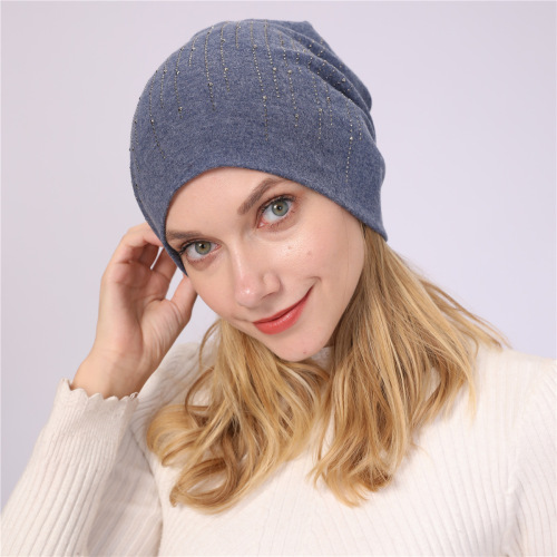 M965 double layer hot drill pullover hat cross-border new autumn and winter men and women cotton pile hat warm and cold-proof confinement hat