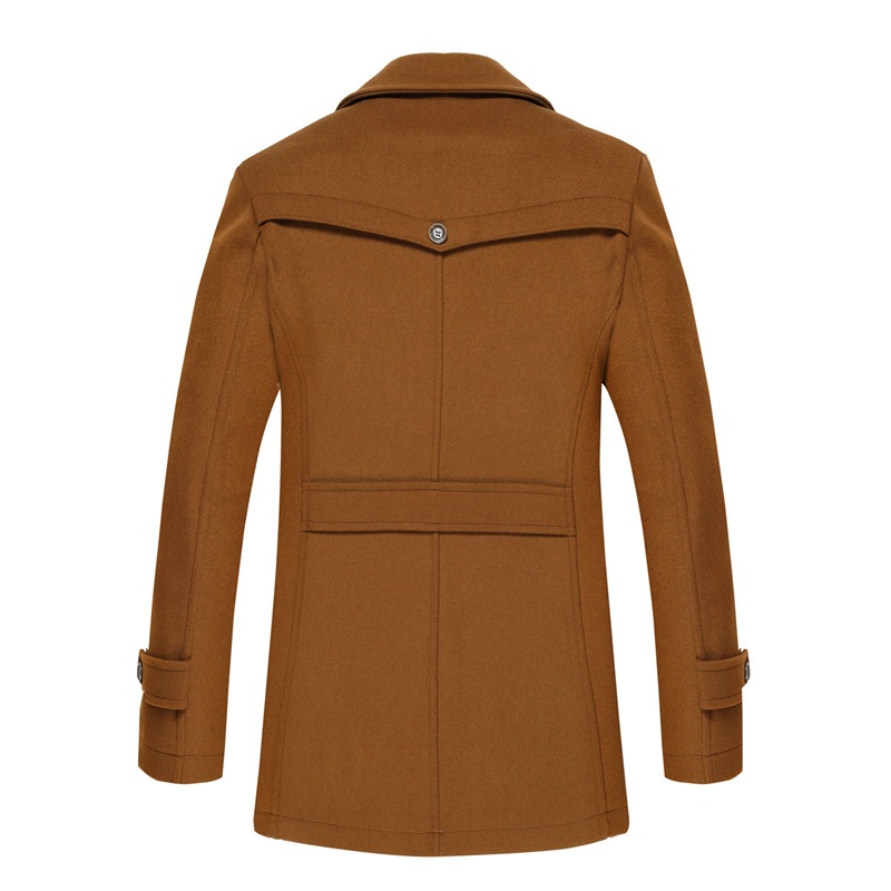 Suministro transfronterizo de abrigos de lana para hombre de otoño e invierno con cuello de doble capa y protección para el cuello, gabardina de longitud media para hombre, chaqueta de lana informal