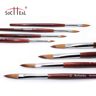 In stock nail tools supplies brush imitation red wood pole flat head Crystal phototherapy nail pen