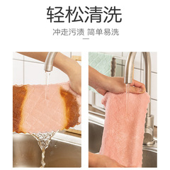 Coral velvet scouring pad Green Shun thickened absorbent rag kitchen lint-free 2 yuan small department store non-stick oil dishwashing cloth