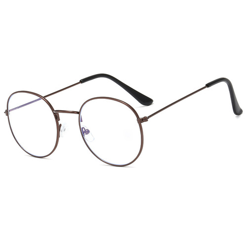 Circular Retro Flat-Sided Frame Computer Glasses for Men and Women, Blue Light Blocking Radiation Protection 2325