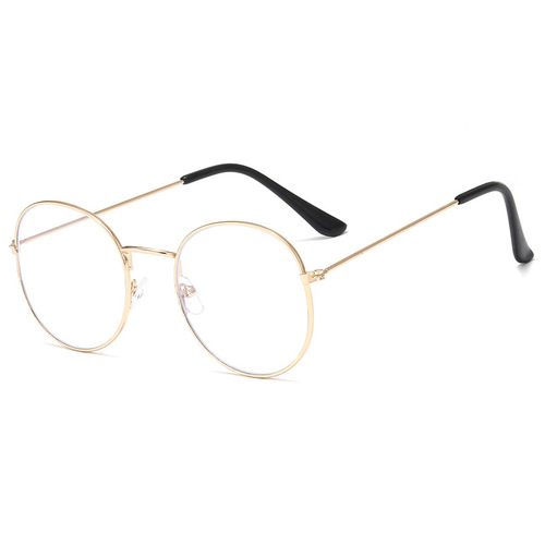 Circular Retro Flat-Sided Frame Computer Glasses for Men and Women, Blue Light Blocking Radiation Protection 2325