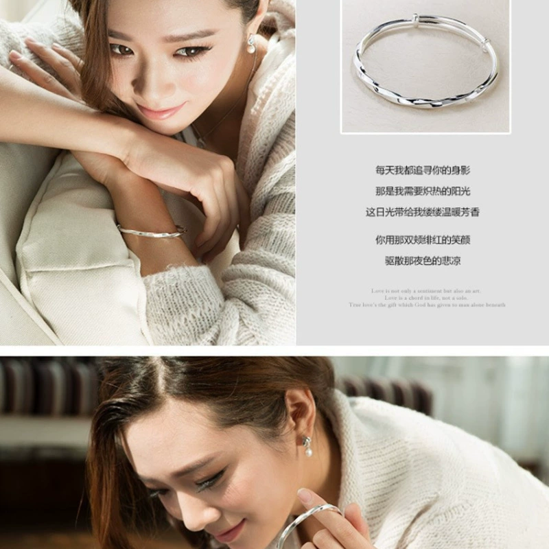 Модный аксессуар кофе? упс Chinese text: " Fashionable accessory, retro silver bracelet with pigtail, city style, simple and elegant design"