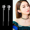 Silver needle, earrings, zirconium, silver 925 sample, Japanese and Korean, Korean style