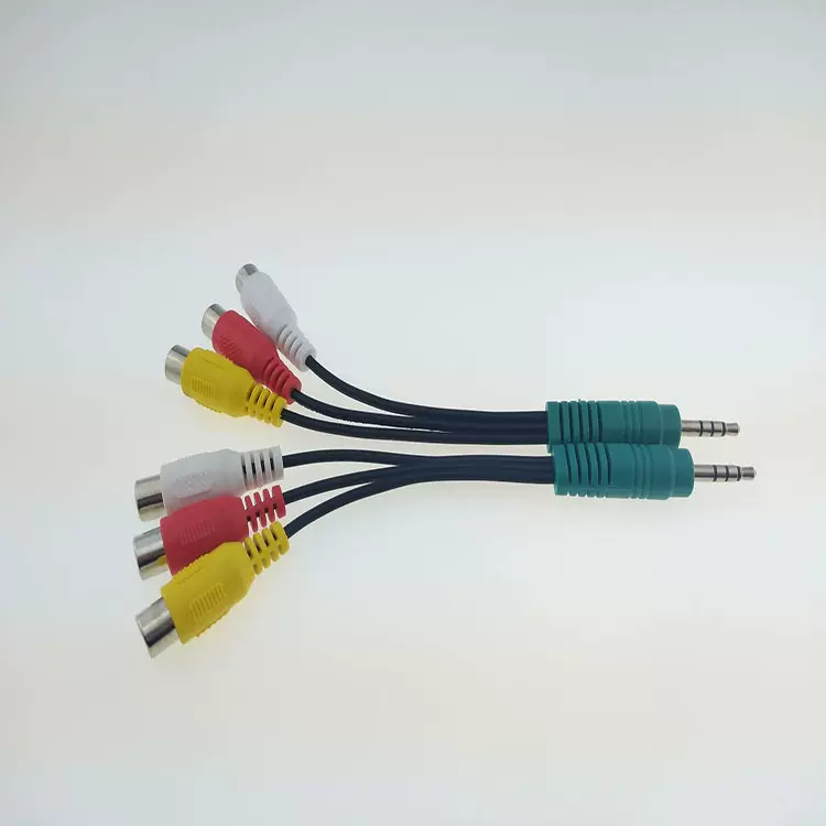 3.5四极公头转3RCA母头 一分三AV音频线 白红黄 AV莲花头音频线
