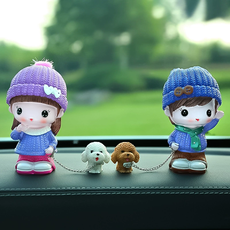 Новые Автомобильные украшения Автомобиль Милый мультфильм Пара Кукла Собака Прогулка Комбинация Креативные автомобильные офисные украшения