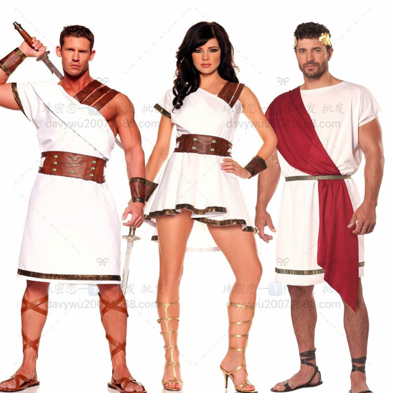 Medieval Roman couple white ancient Greek mythology sash Arabic prince costume Halloween masquerade ball