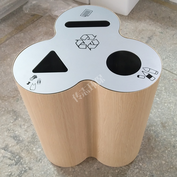 室内三分类不锈钢垃圾桶高档环卫立式直投口果皮箱精品果壳箱厂家