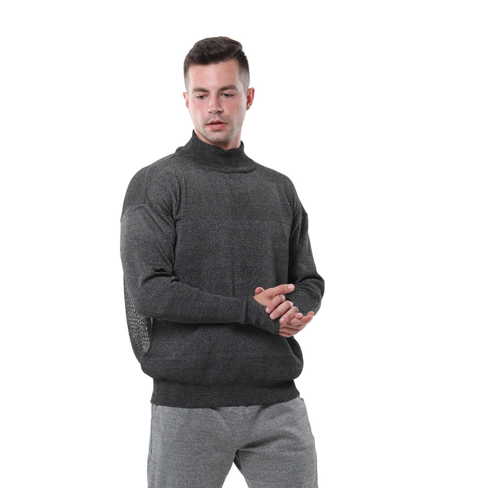 新款高领麻灰色HPPE材质防割服抗撕拉透气后背镂空款防护防刺服