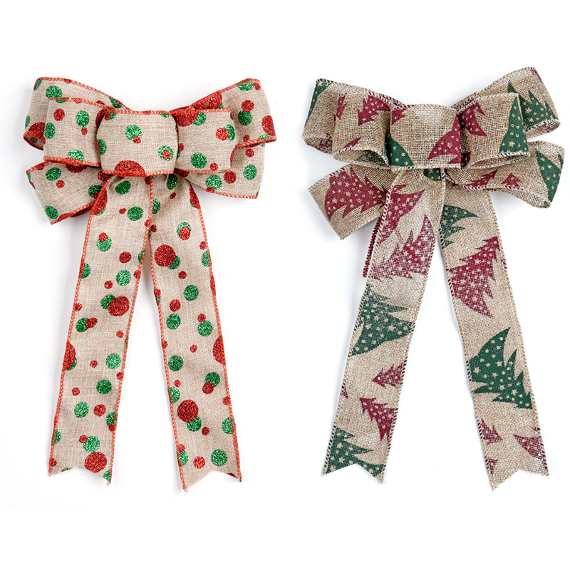 Nuevo 20cm Navidad Lino arco Navidad decoración colgante japonés estilo coreano grande impreso arco