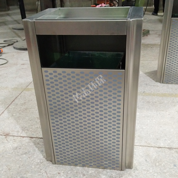 厂直销精品户外电镀蚀刻不锈钢垃圾桶高档电梯口玫瑰金方形果皮箱