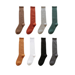 Black calf-length socks for women, Japanese-style JK socks, high-rise combed cotton designs—sleek and minimalist, wholesale directly from the manufacturer.