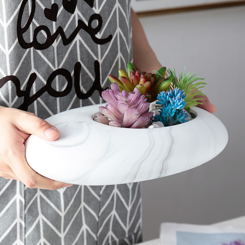 Ceramic flowerpot marble pattern small fresh flower arrangement home decoration gift flowerpot creative Oval fleshy flowerpot