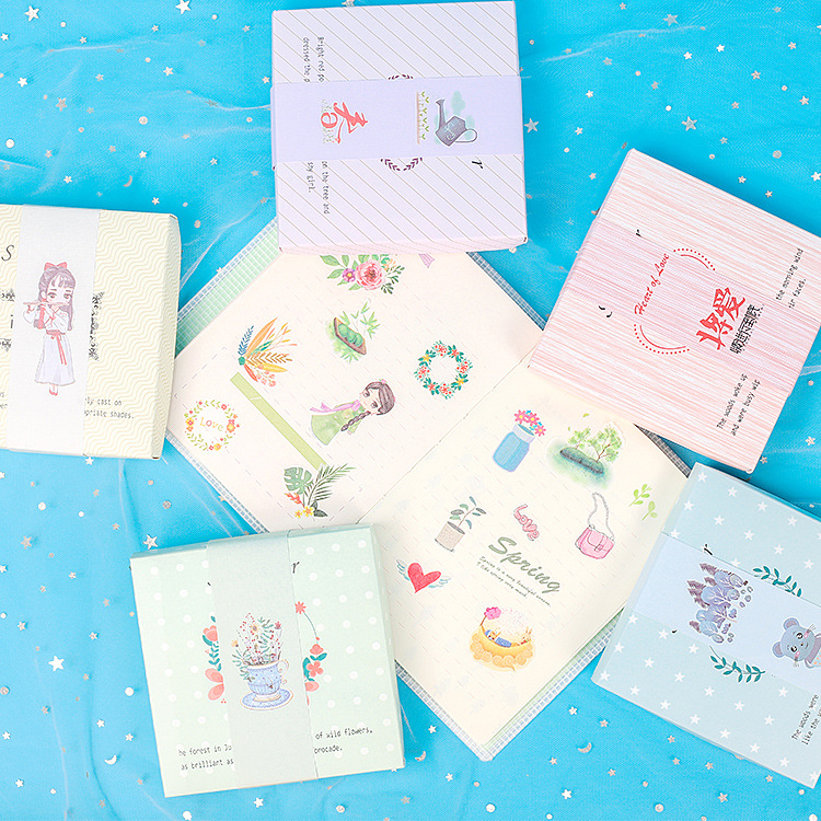 Pegatinas de papel creativas de estilo japonés DIY lindo diario pegatinas decorativas pegatinas pequeñas pegatinas caja de regalo del estudiante