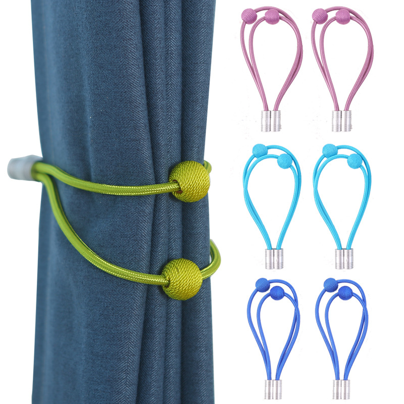 磁吸式窗帘绑带双球磁扣卧室绑绳扎带窗帘扣窗帘纱免安装收纳挂饰