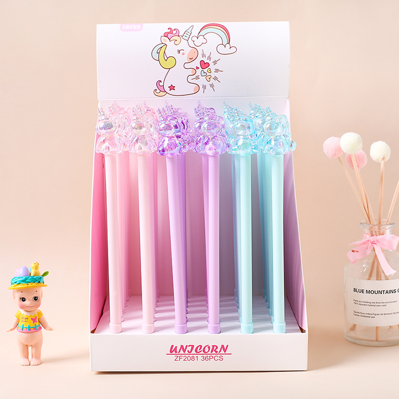 중판(ZHONGFAN) ZF2081 만화 유니콘 젤펜 창의적인 레이저 아크릴 디자인 펜 학생용 문구