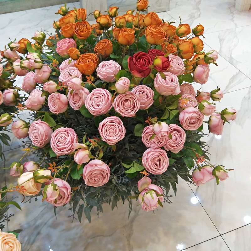 Factory wholesale simulation plant simulation flower trigeminal Imperial Concubine Rose Wedding home living room decoration fake flowers