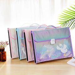 Student personalized creative file bag large capacity canvas portable accordion bag accordion clip a4 test paper storage folder