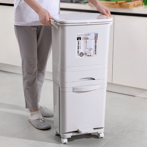 Xingyou plastic multifunctional trash can kitchen dry and wet garbage isolation storage barrel multi-layer drawer pulley trash can