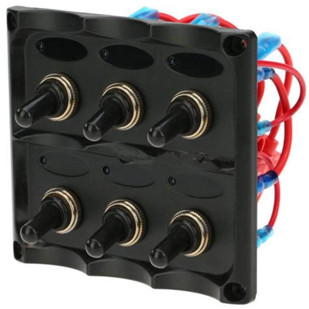 房车汽车纽子开关面板6组游艇开关12-24V驾驶台控制开关面板 XU