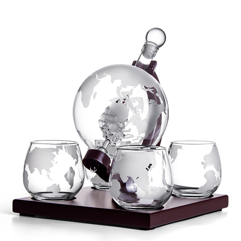 Decantador de whisky con forma de globo terráqueo, borosilicato, con mapa, juego de bar, venta en Amazon