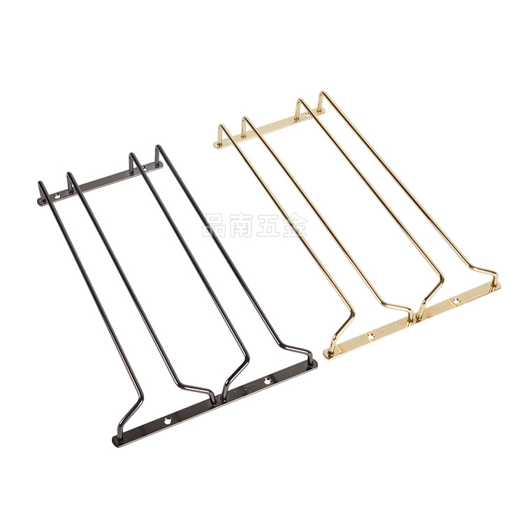 Estante de copa de vino dorado 304 al revés Galvanoplastia negro estante de copa de vino de acero inoxidable portavasos colgante