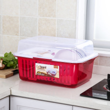 碗柜塑料 碗筷沥水架 带盖餐具碗具防尘置物架 厨房双层收纳碗架5